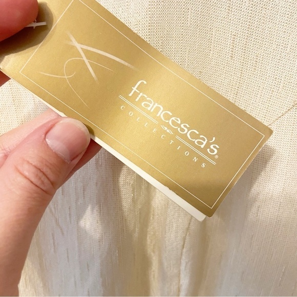 NWTs Francesca’s | Ivory/Gold Sparkle Fit and Flare Mini Dress with bow Medium - Picture 4 of 10